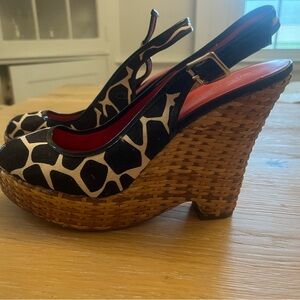 Banana Republic Giraffe Peeptoe slingback Wedge 9